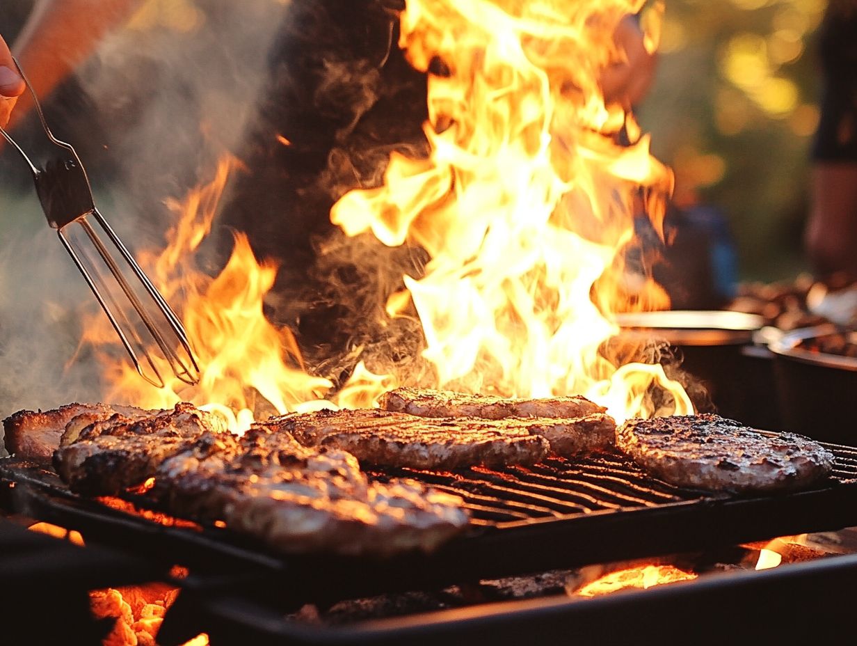 A guide on handling gas and charcoal grills safely during outdoor cooking.