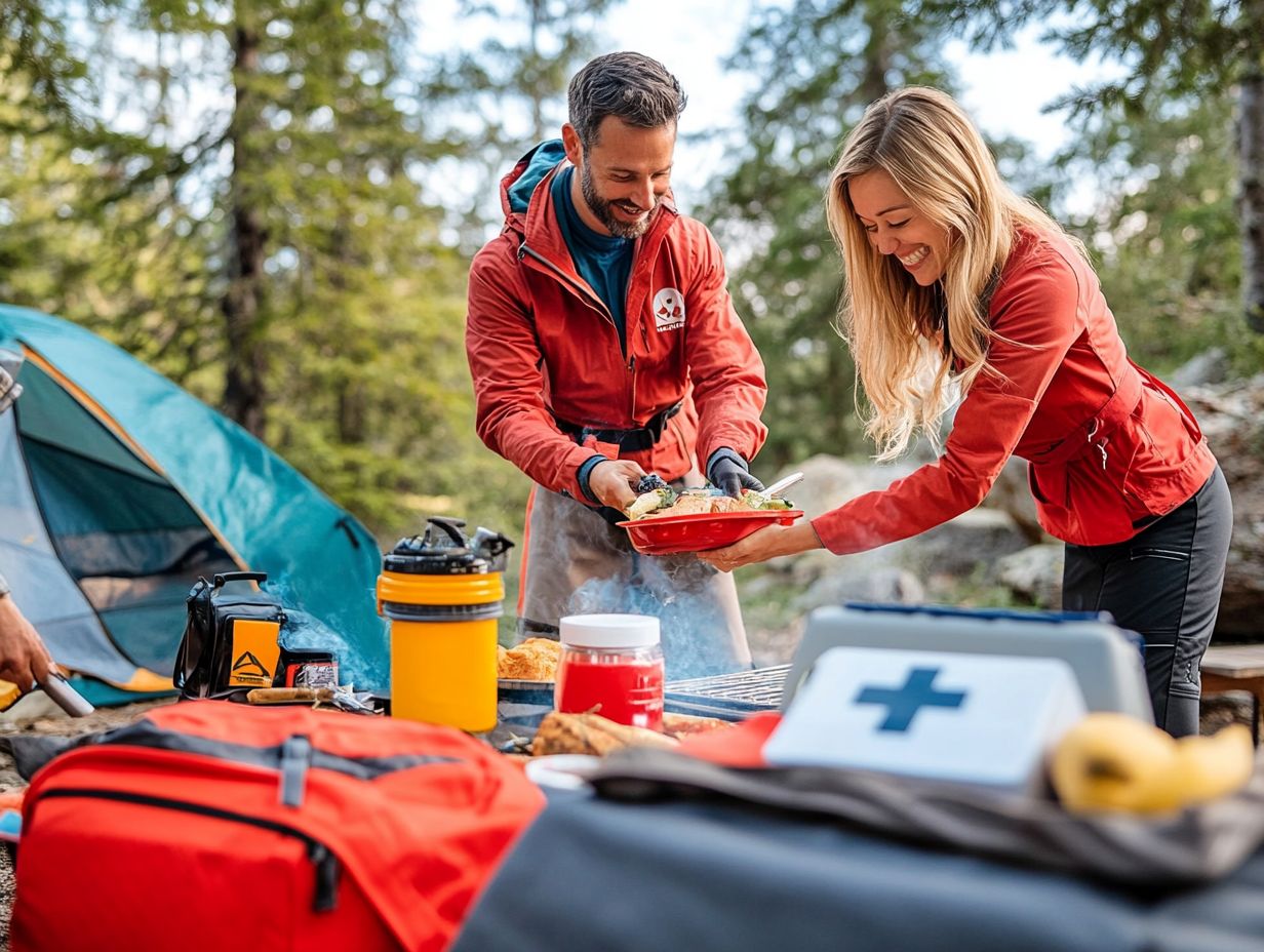 A group of people safely using grills and fire pits for outdoor cooking