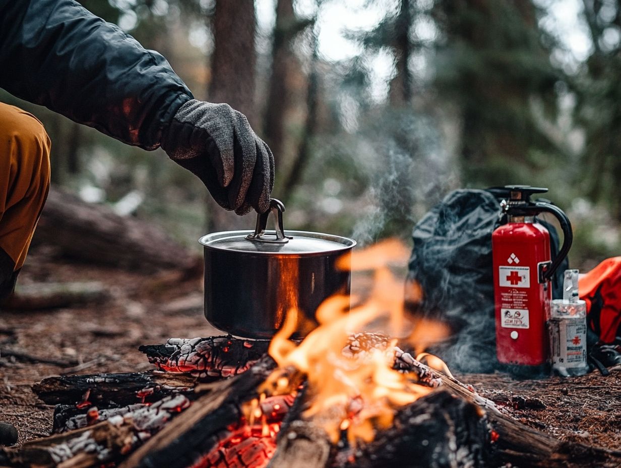 Illustration of frequently asked questions about fire safety in outdoor cooking