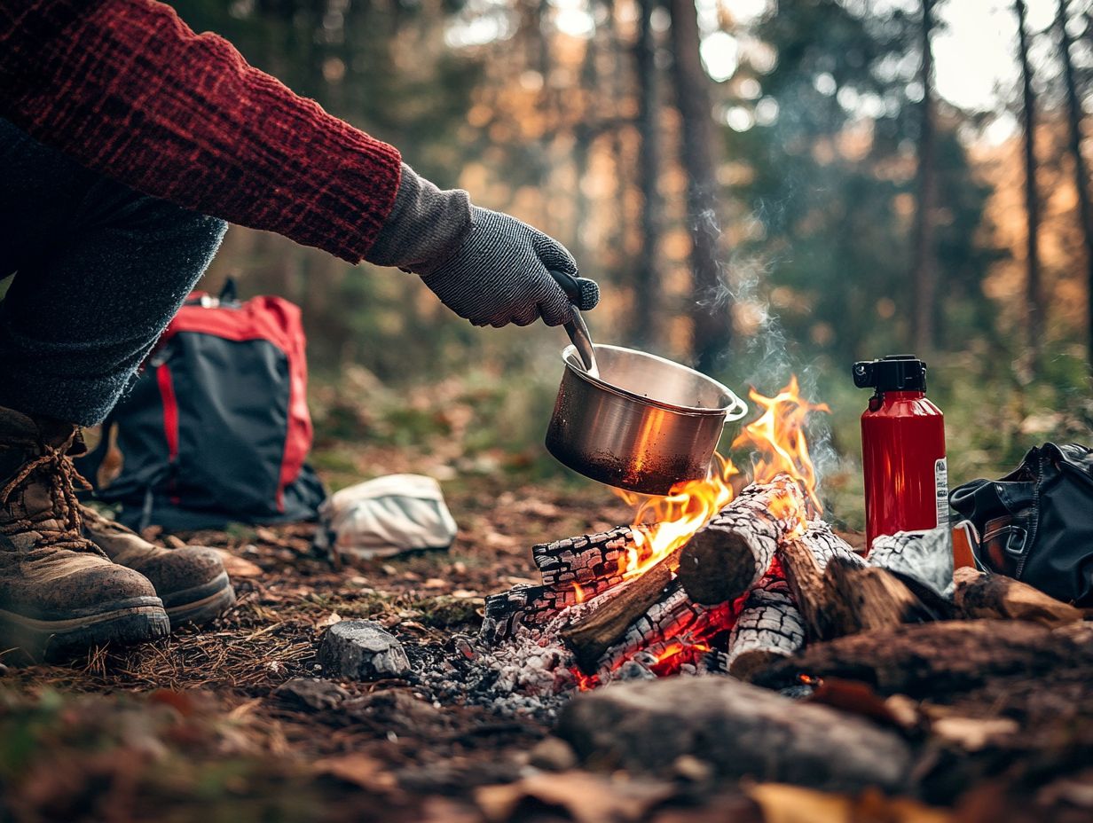 Illustration of fire safety tips for outdoor cooking