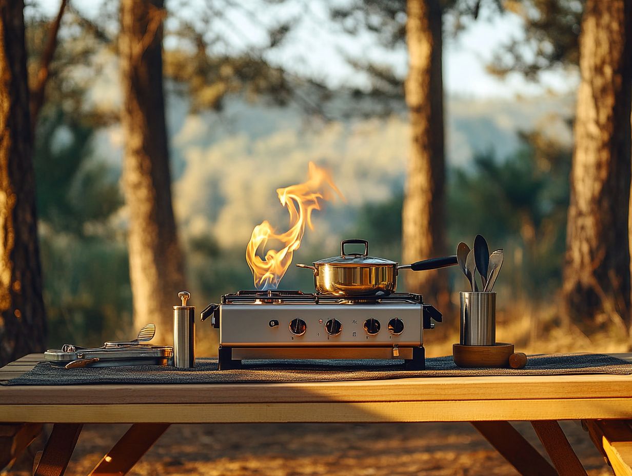 A gas stove being used outdoors