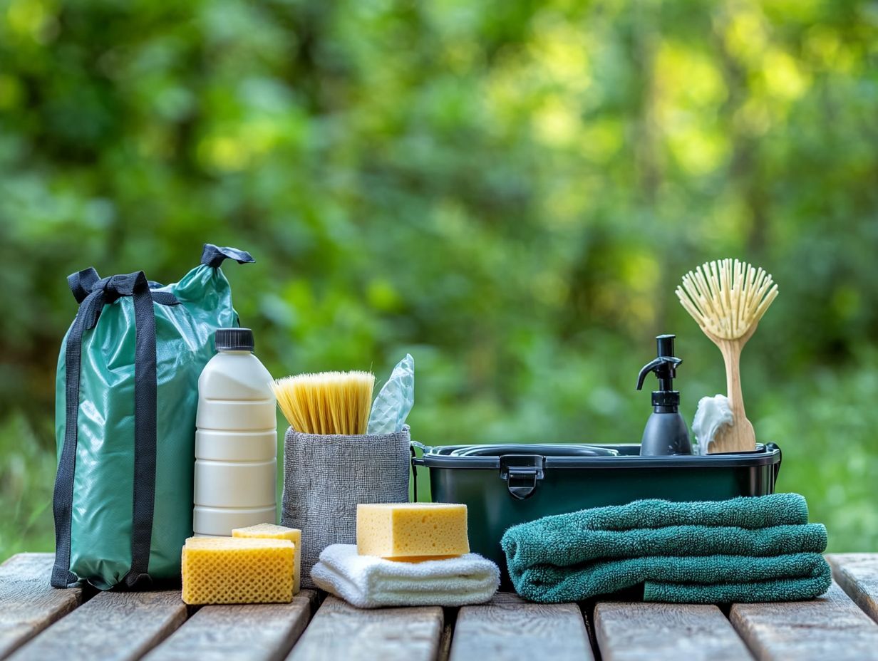 An infographic showing key takeaways for outdoor cooking cleanup gear.