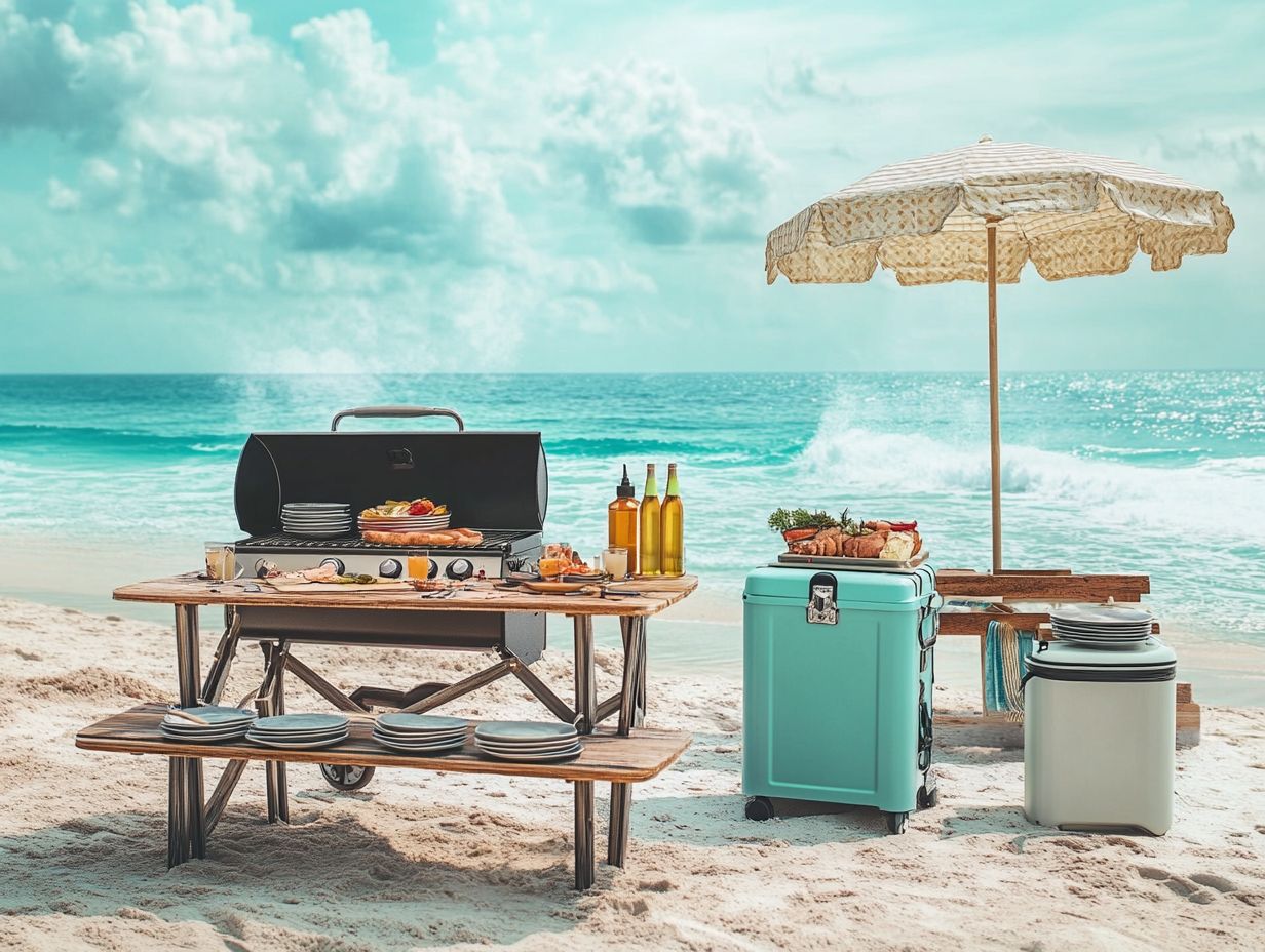 Portable grill designed for beach cooking