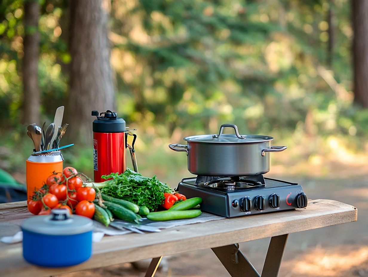 Delicious meal planning setup for camping