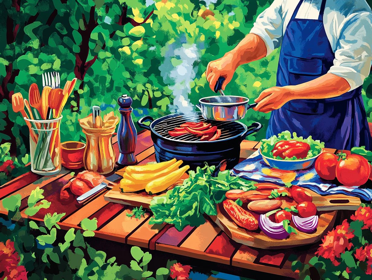 Image showcasing outdoor cooking gear and frequently asked questions