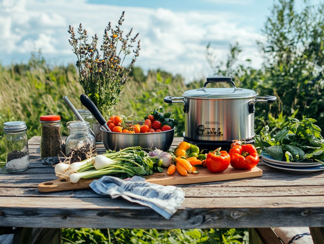 A variety of cooking techniques for delicious outdoor vegetarian meals