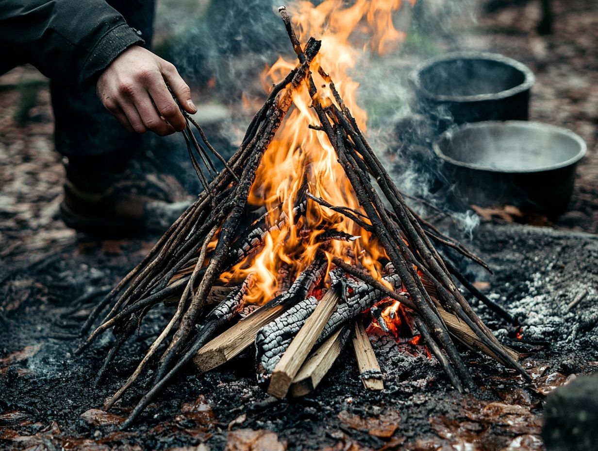 Image showing key takeaways for building a cooking fire.