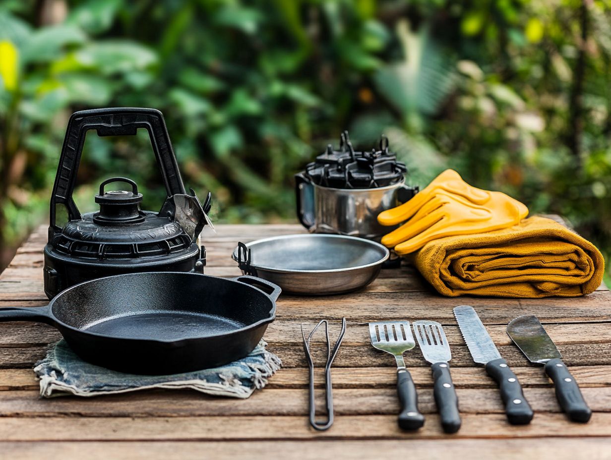 Illustration of safe outdoor cooking equipment