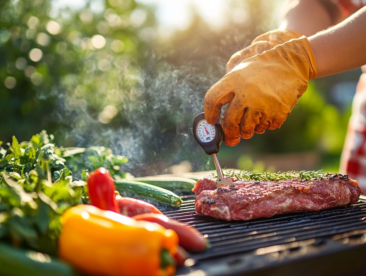 Graphic showing how to cook meat safely outdoors