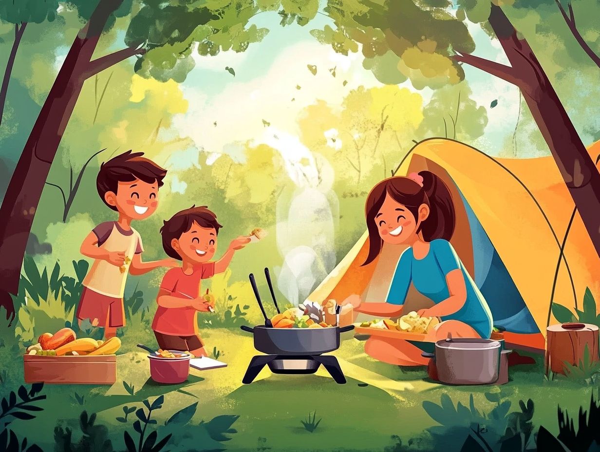 Camping meal with wildlife precautions