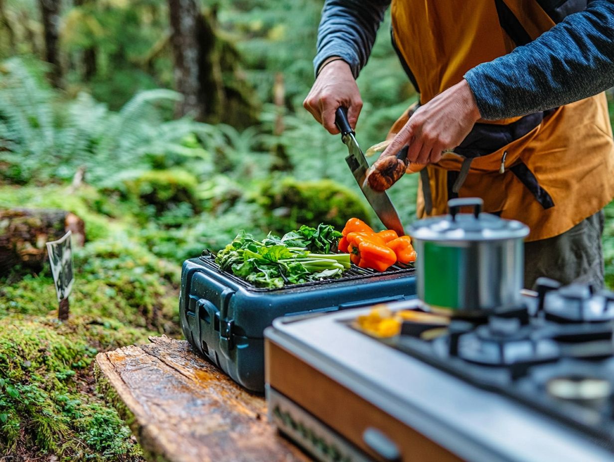 Illustration of safe meal preparation in bear country