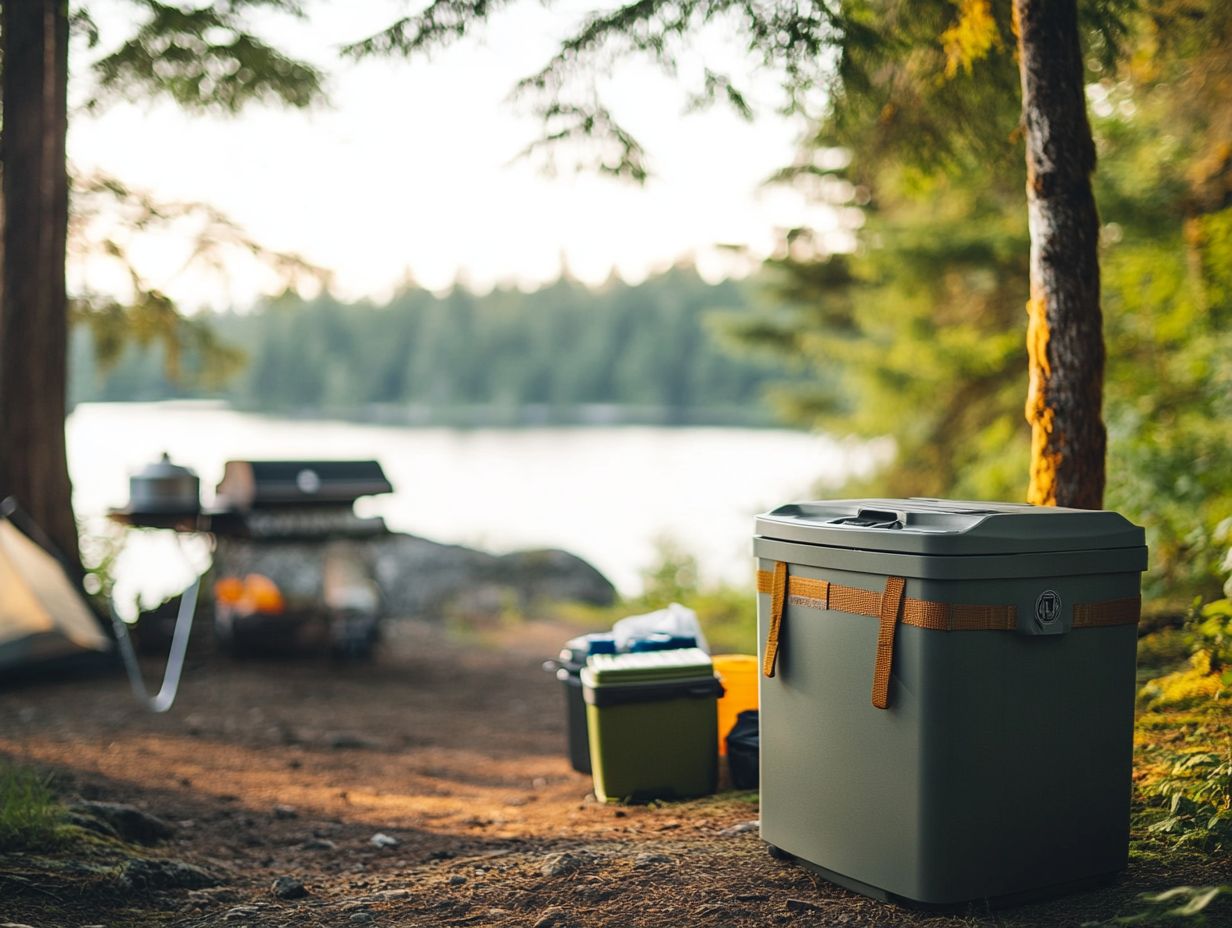 Food stored in cooler to ensure safety during camping.