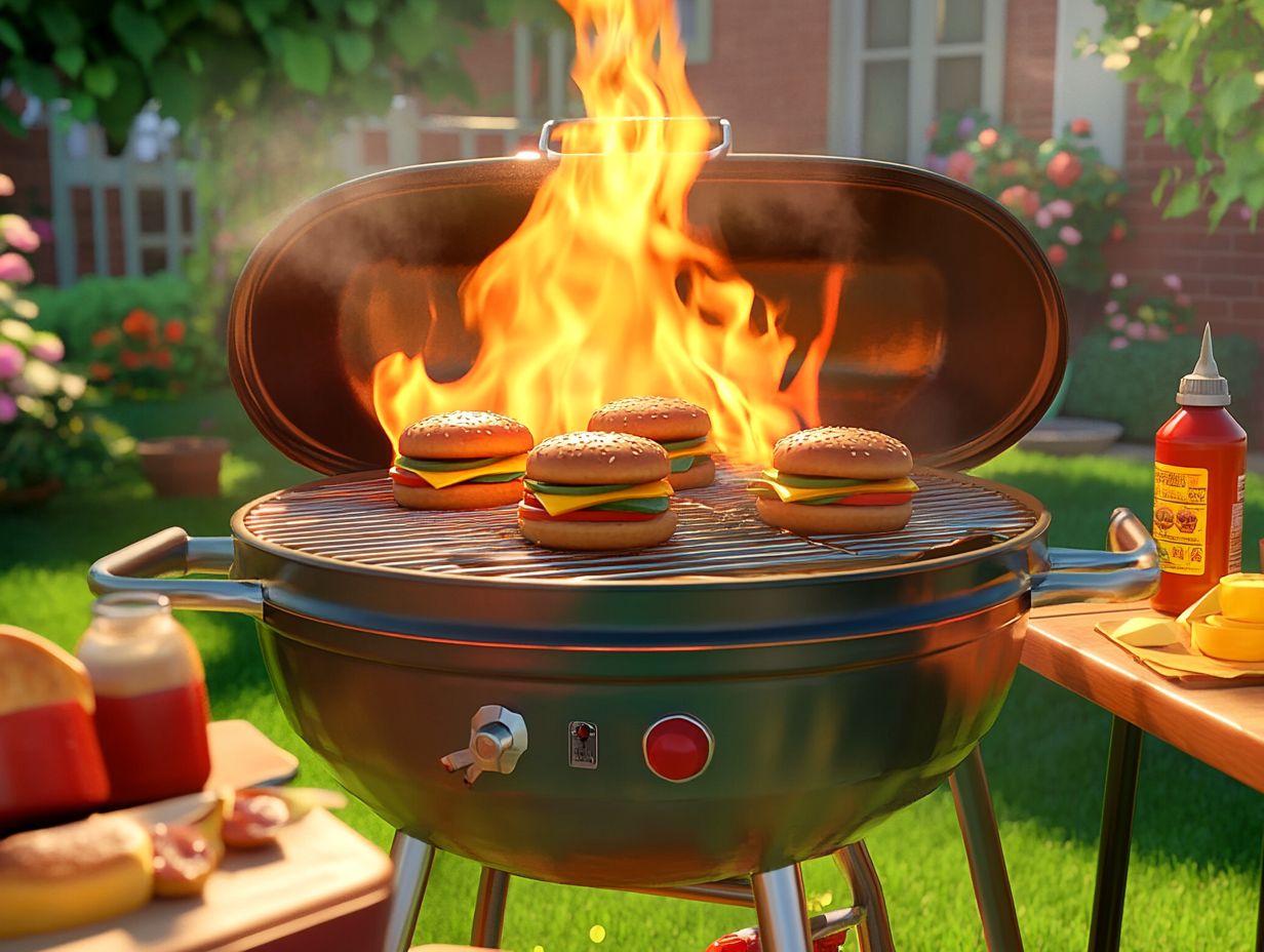 A backyard with a grill set up for cooking.