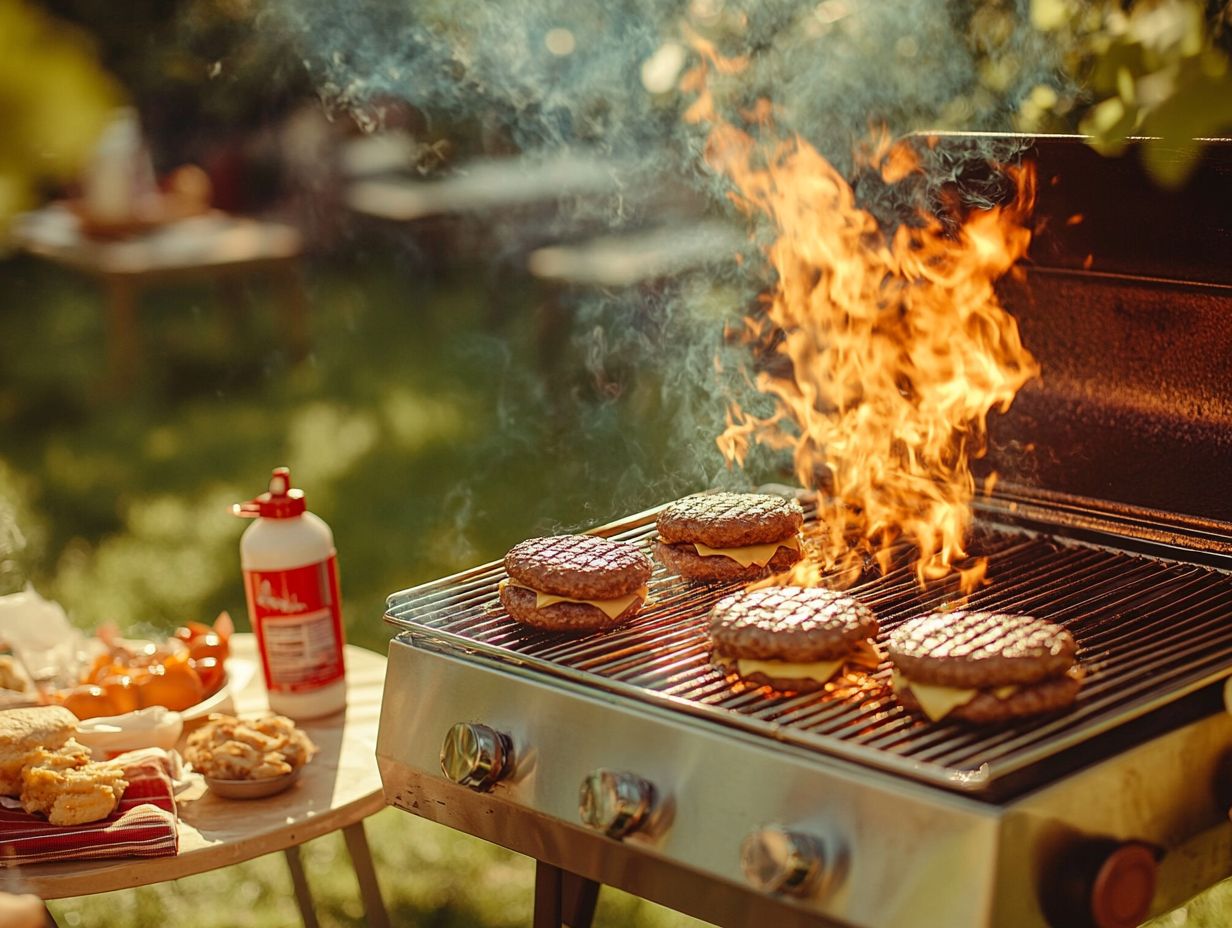 A family enjoying safe grilling practices in the backyard