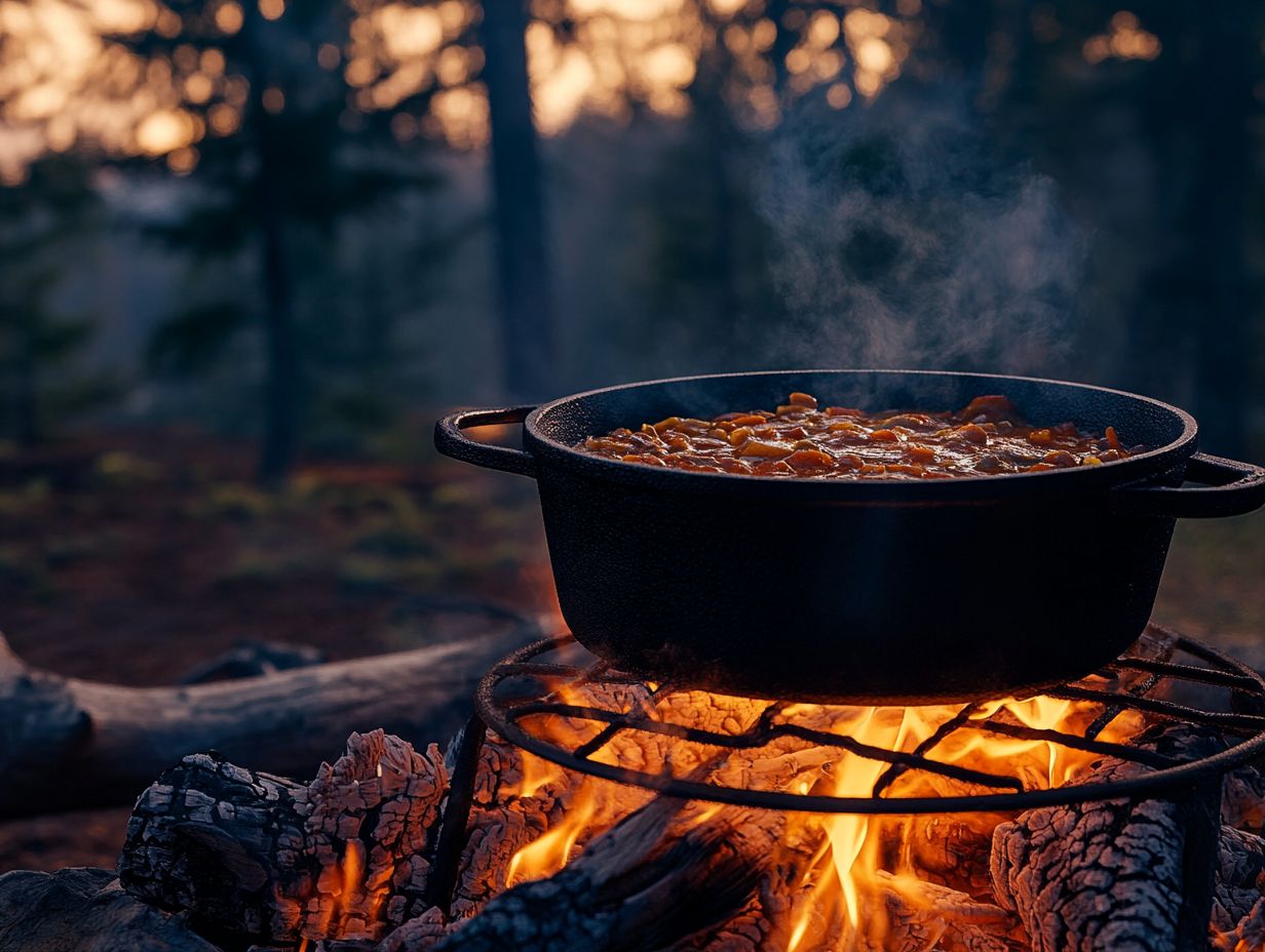 A delicious Dutch oven recipe being cooked outdoors