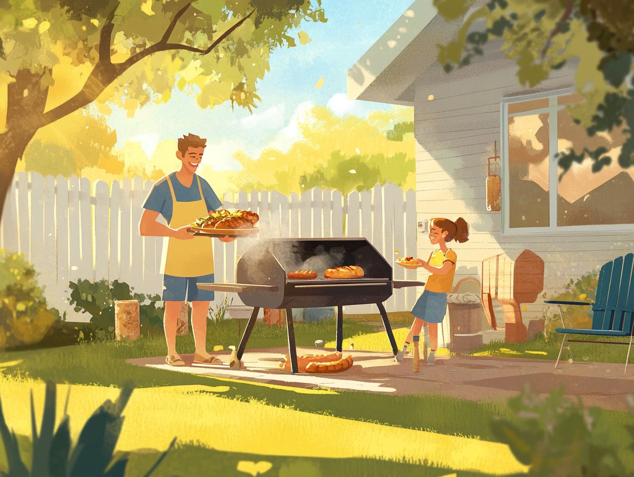 A family preparing food safely outdoors