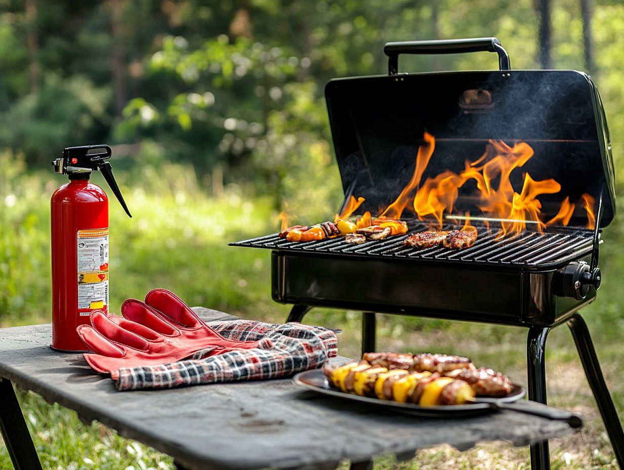 Illustration of transporting a portable grill safely