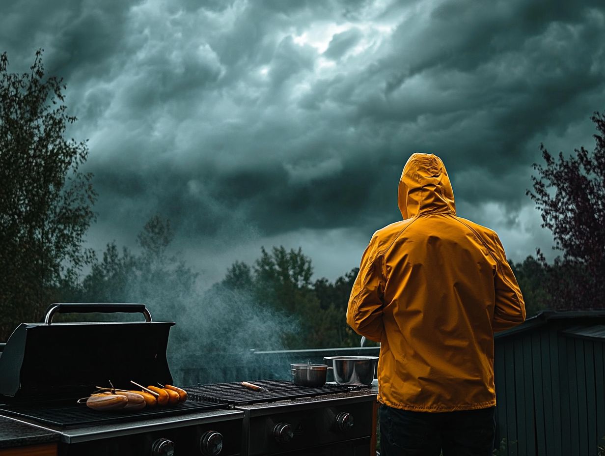 Strong winds can blow flames or hot coals, creating hazards while cooking outdoors.