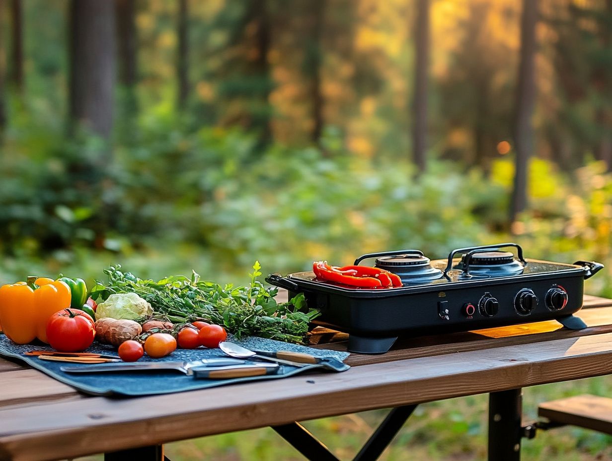 An array of portable cooking gear suitable for camping