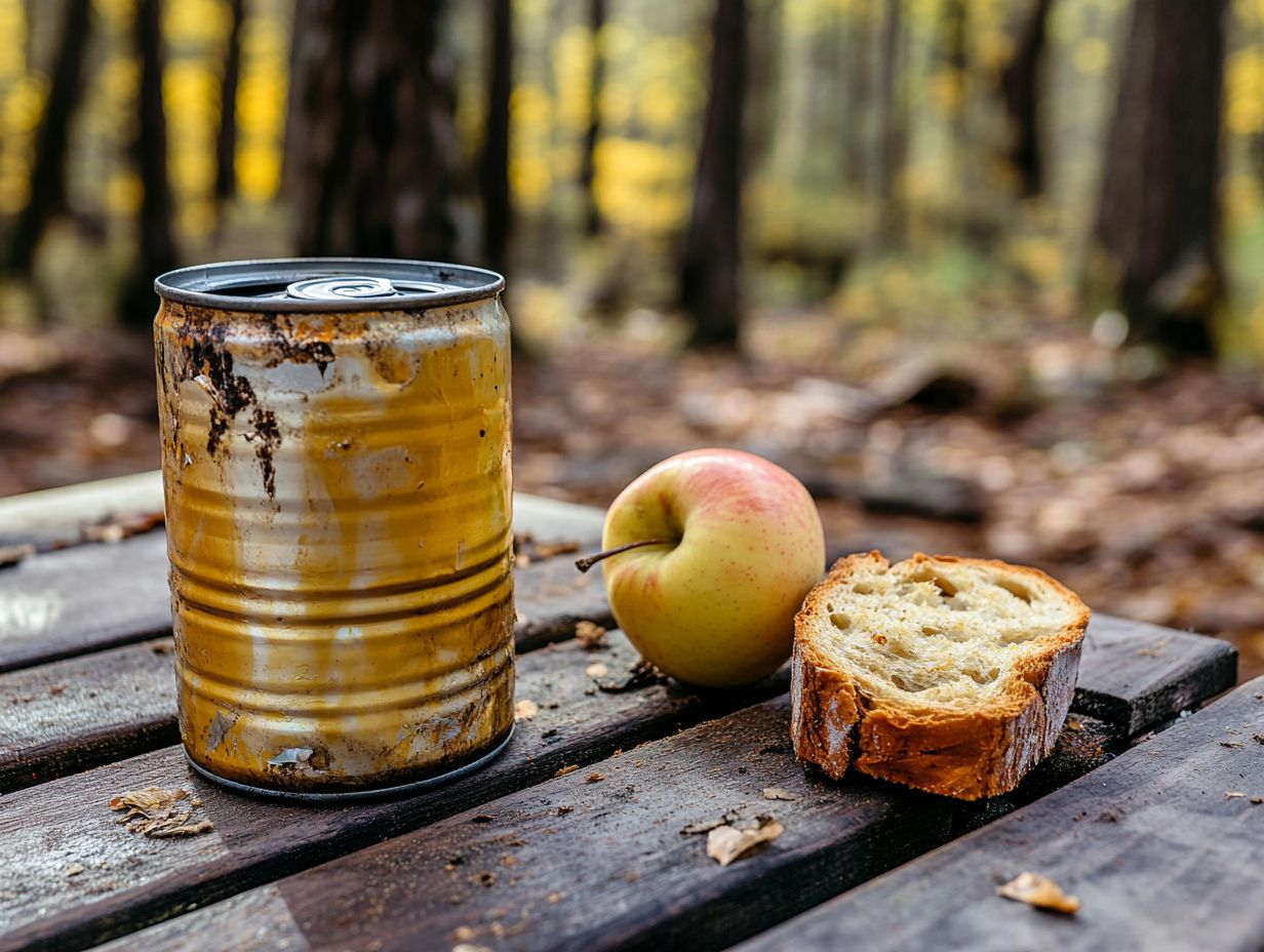 What are the signs of food spoilage while camping?