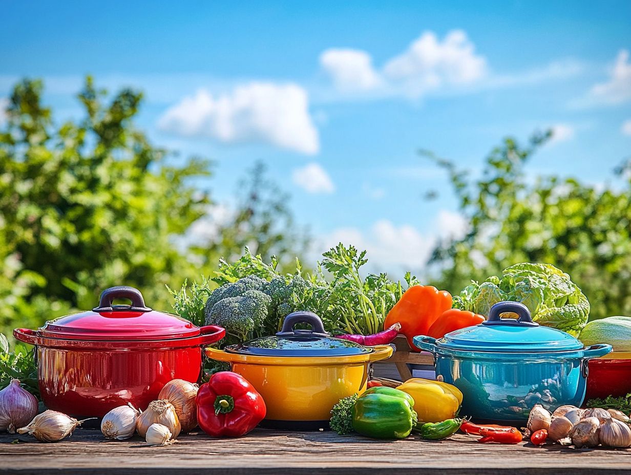 Delicious outdoor party setup with insulated cookware