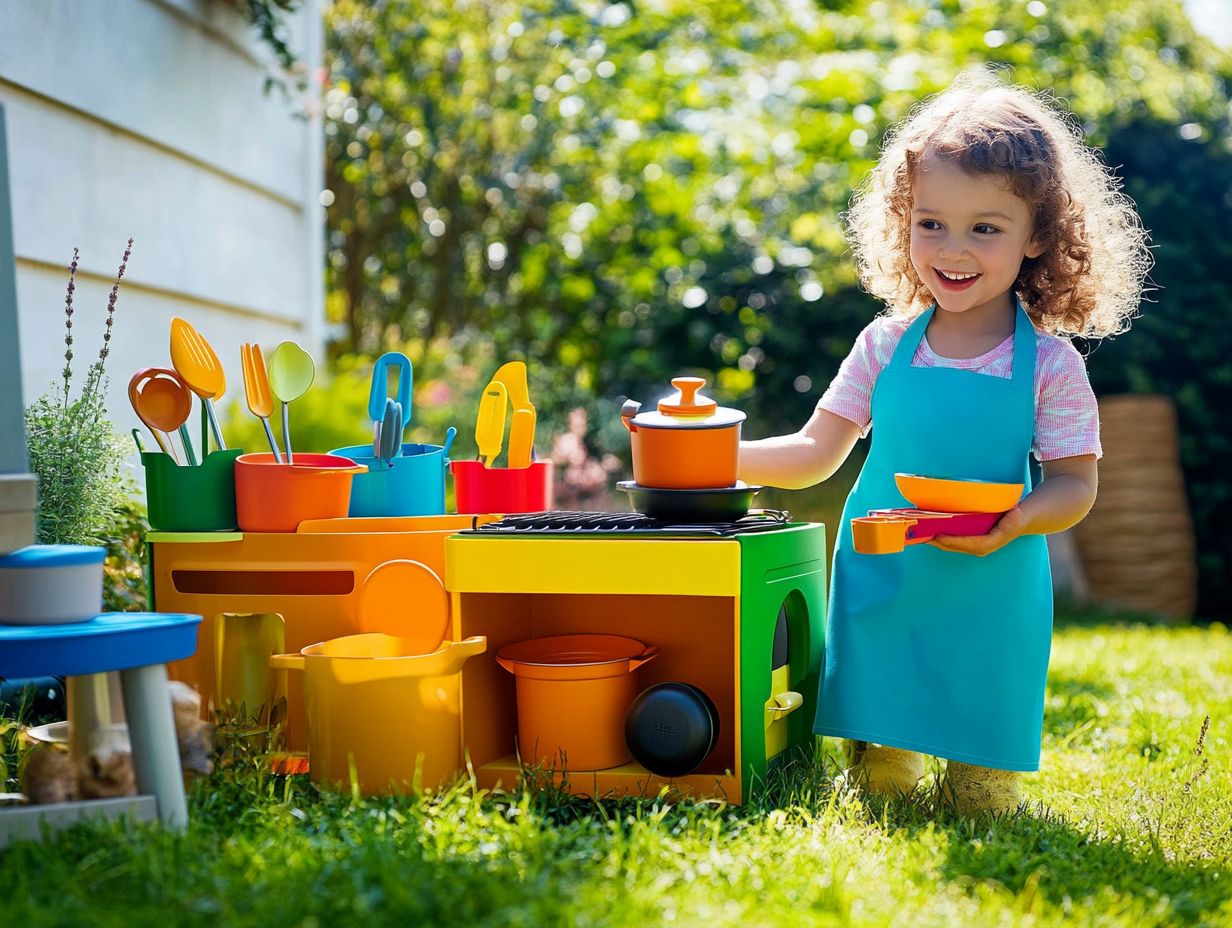 Outdoor cooking gear for kids, including grills and utensils