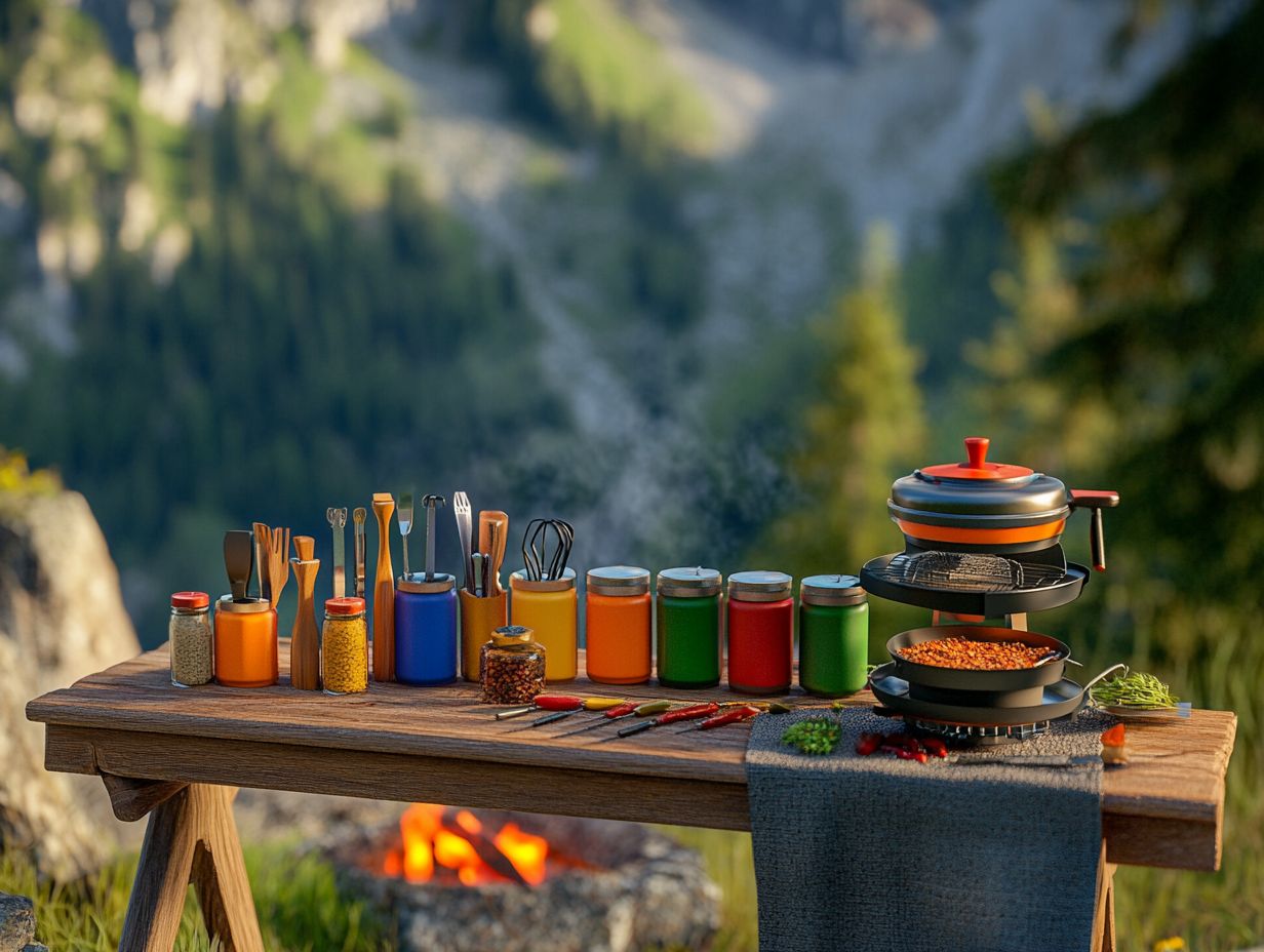 A variety of spices used in traditional outdoor cooking