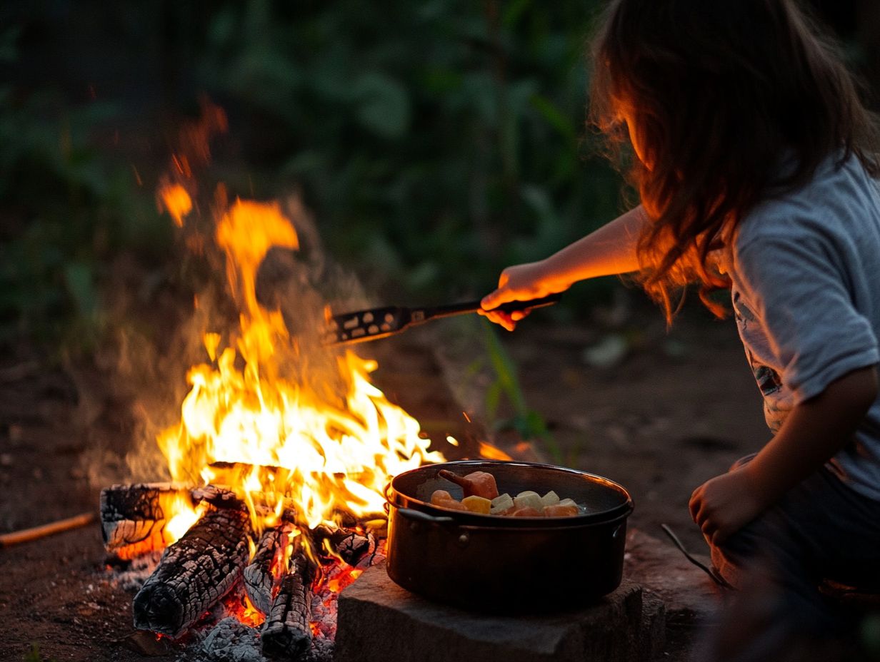 A safety graphic illustrating the importance of supervising outdoor cooking.