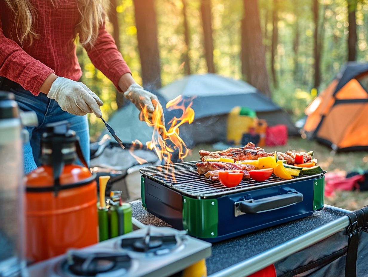 Using long-handled utensils keeps you safe while grilling.