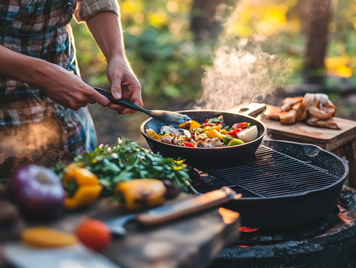 Image showcasing commonly asked questions about outdoor cooking on a budget.