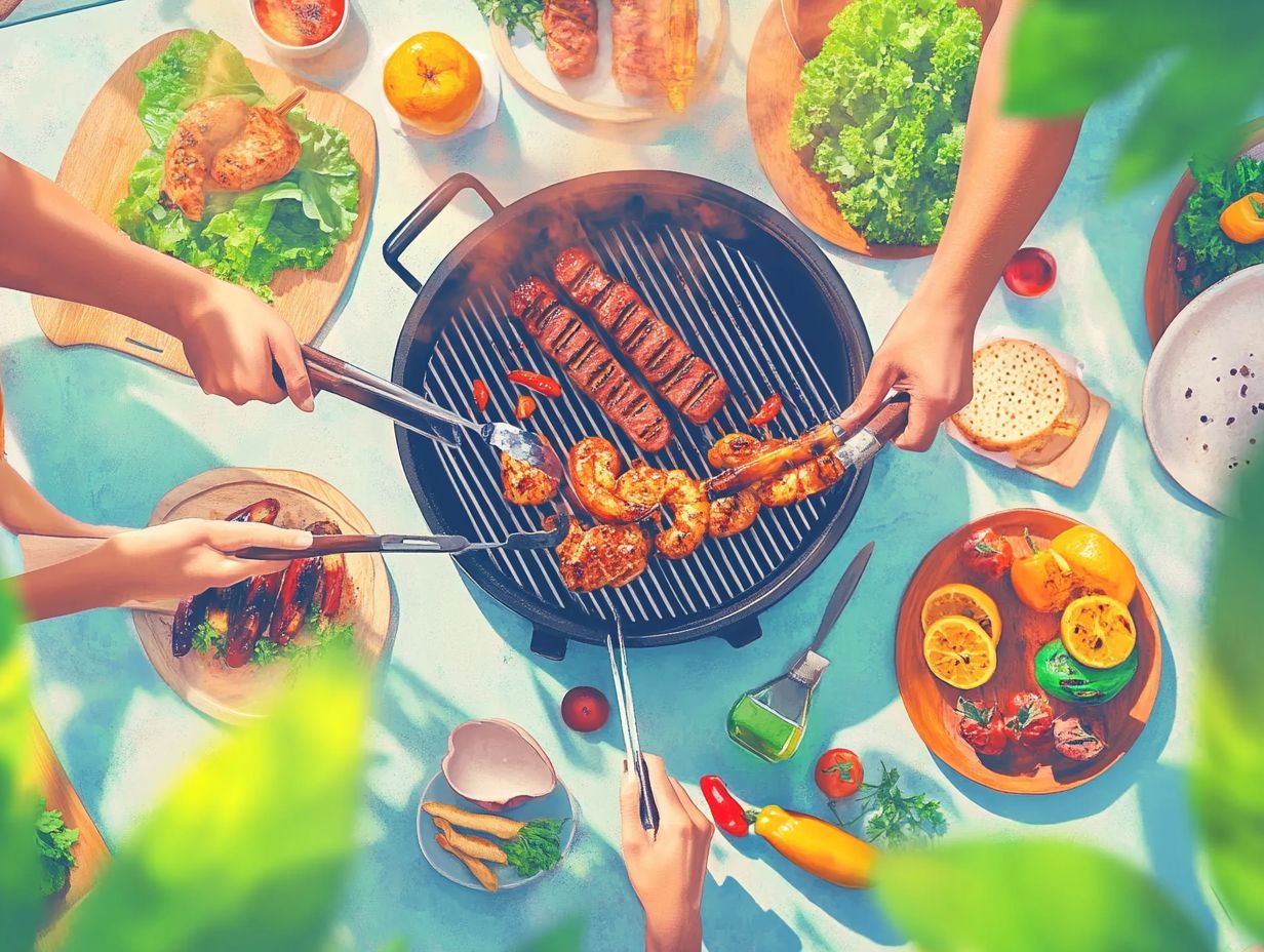 Illustration comparing outdoor and indoor cooking benefits