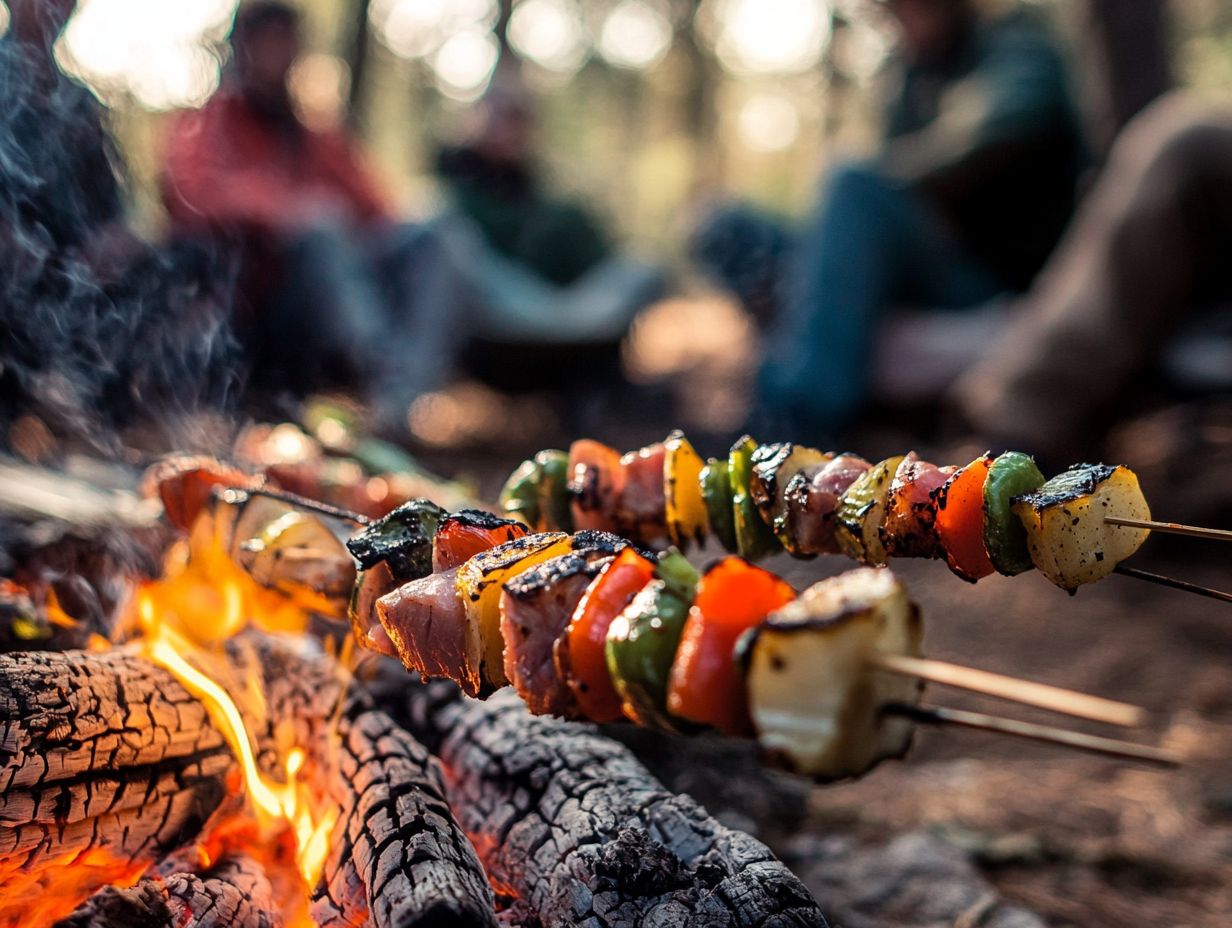 A variety of meats being smoked outdoors