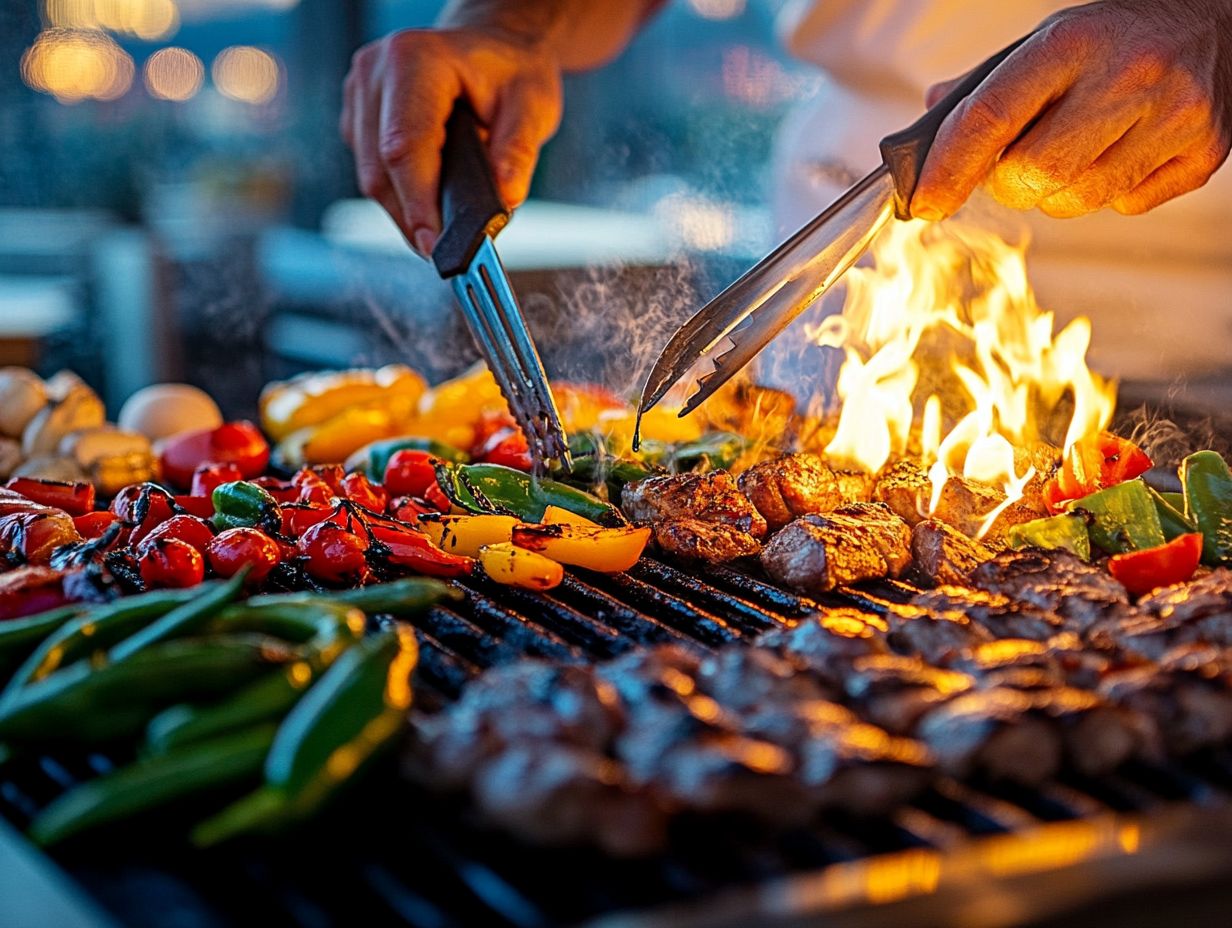 Various cooking equipment for open flame cooking