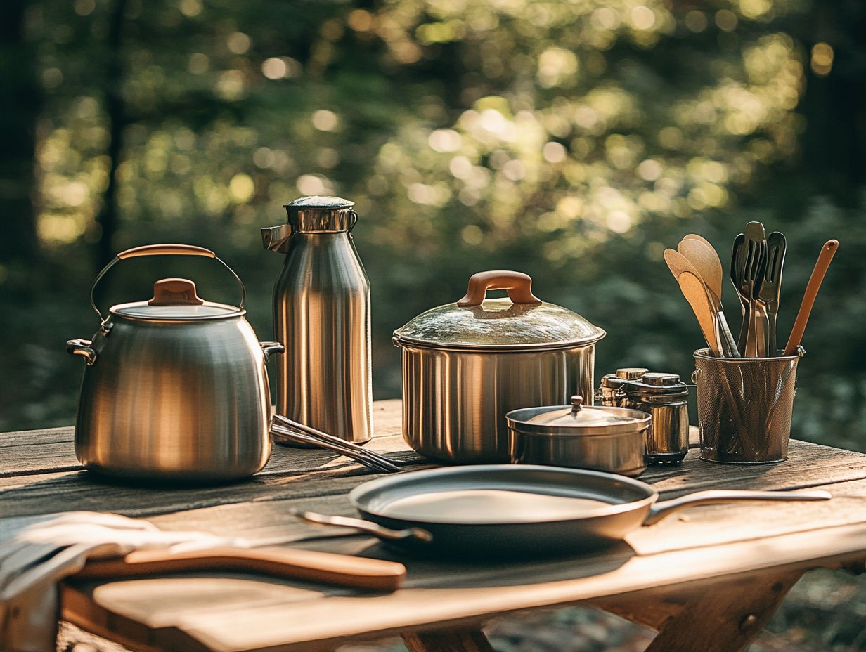 An infographic summarizing key takeaways for camping cookware.